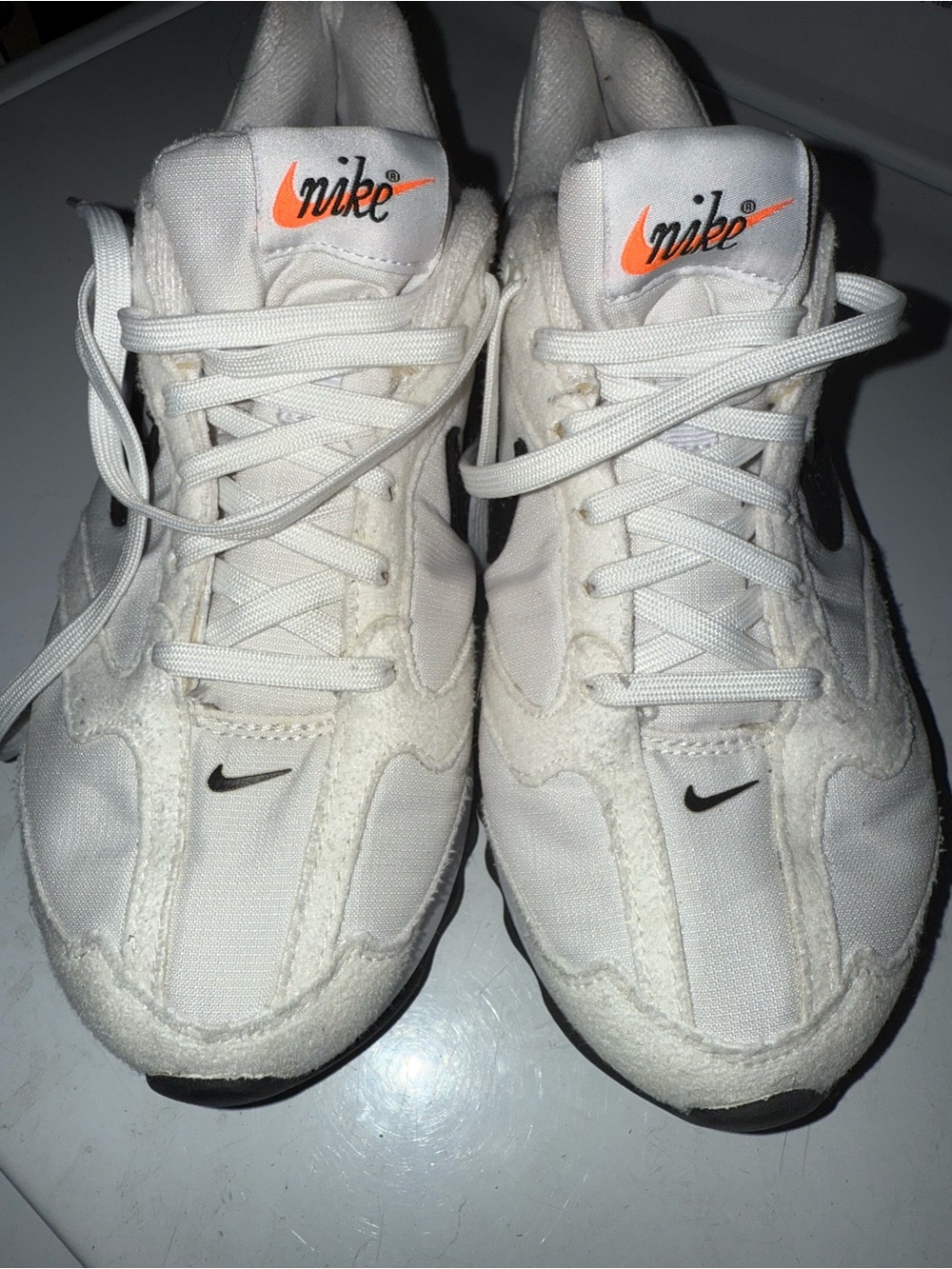 Nike White Women's Sneakers with Black and Orange Accents
